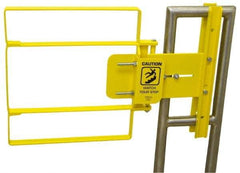 FabEnCo - Powder Coated Carbon Steel Self Closing Rail Safety Gate - Fits 25 to 27-1/2" Clear Opening, 27-1/2" Wide x 22" Door Height, 44 Lb, Yellow - Industrial Tool & Supply