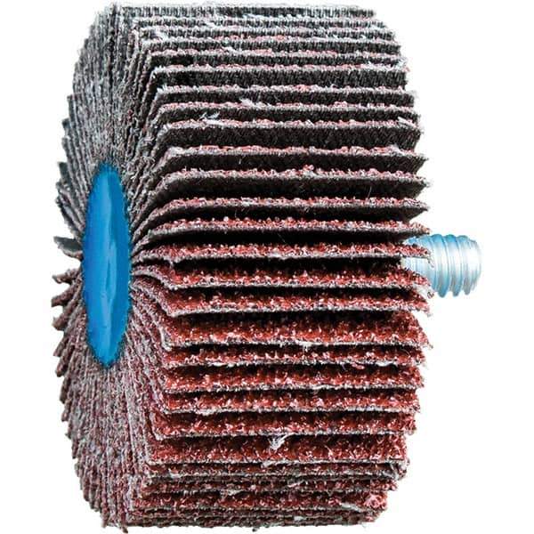 PFERD - 2" Diam x 1" Face Width, Aluminum Oxide Coated Mounted Flap Wheel - 1/4-20 Threaded Mount, 40 Grit, 23,000 Max RPM - Industrial Tool & Supply
