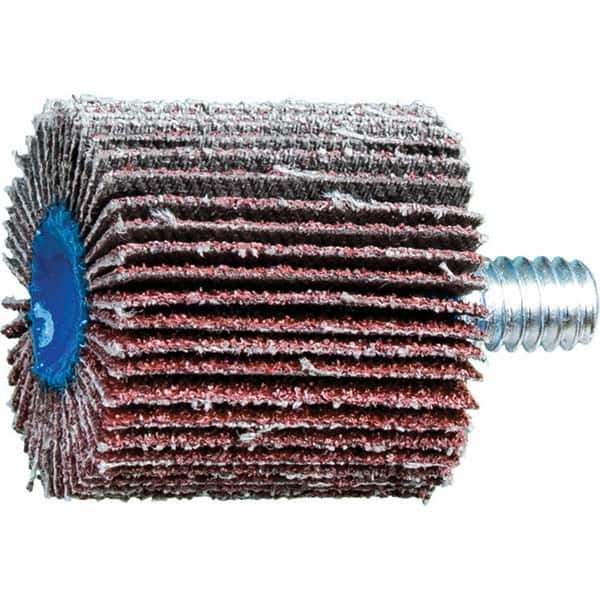 PFERD - 1" Diam x 1" Face Width, Aluminum Oxide Coated Mounted Flap Wheel - 1/4-20 Threaded Mount, 60 Grit, 25,000 Max RPM - Industrial Tool & Supply