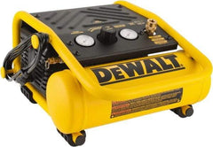 DeWALT - 0.3 HP, 0.6 CFM H, Carry Electric Oil Free Compressor - 1.0 Gallon Tank, 2.6 Amp, 135 Max psi, 120V - Industrial Tool & Supply