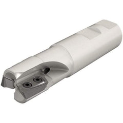Iscar - 1" Cut Diam, 0.709" Max Depth of Cut, 1" Shank Diam, 4" OAL, Indexable Square Shoulder End Mill - HP AD.. 1906.. Inserts, Weldon Shank, 90° Lead Angle, Through Coolant, Series Heliplus - Industrial Tool & Supply