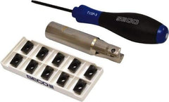 Seco - 3/4" Cut Diam, 0.433" Max Depth of Cut, 3/4" Shank Diam, 3.38" OAL, Indexable Square Shoulder End Mill - XO.X 1204.. Inserts, Weldon Shank, 90° Lead Angle, Through Coolant, Series Super Turbo - Industrial Tool & Supply