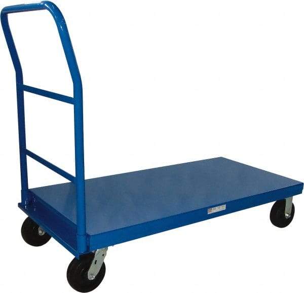 PRO-SOURCE - 1,200 Lb Capacity Steel Platform Truck - Steel Deck, 24" OAW, Polyurethane Casters - Industrial Tool & Supply