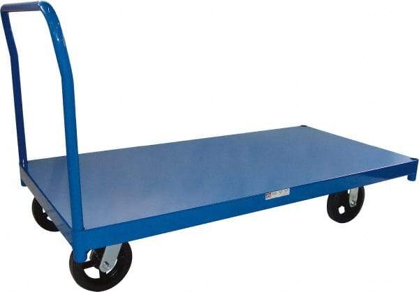 PRO-SOURCE - 2,000 Lb Capacity Steel Platform Truck - Steel Deck, 24" OAW, Mold On Rubber Casters - Industrial Tool & Supply
