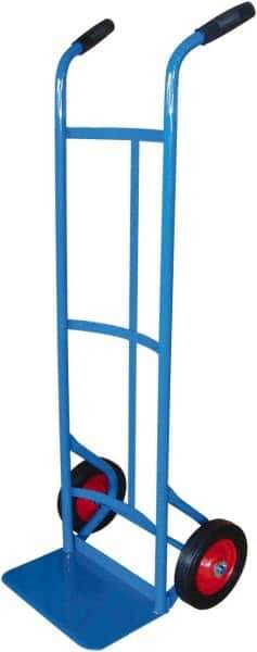 PRO-SOURCE - 500 Lb Capacity 47" OAH Hand Truck - 8 x 14" Base Plate, Dual Grip Handle, Steel, Solid Rubber Wheels - Industrial Tool & Supply