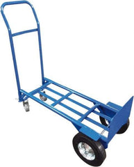 PRO-SOURCE - 1,000 Lb Capacity 53" OAH Convertible Hand Truck - 8 x 14" Base Plate, Swept Back Handle, Steel, Semi-Pneumatic Wheels - Industrial Tool & Supply