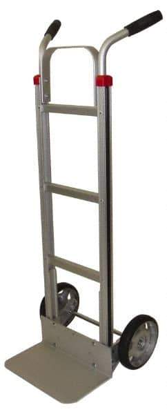 PRO-SOURCE - 600 Lb Capacity 49" OAH Welded Hand Truck - 7-1/2 x 14" Base Plate, High Back Dual Handle, Aluminum, Solid Rubber Wheels - Industrial Tool & Supply