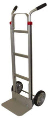 PRO-SOURCE - 600 Lb Capacity 49" OAH Welded Hand Truck - 7-1/2 x 14" Base Plate, High Back Dual Handle, Aluminum, Solid Rubber Wheels - Industrial Tool & Supply
