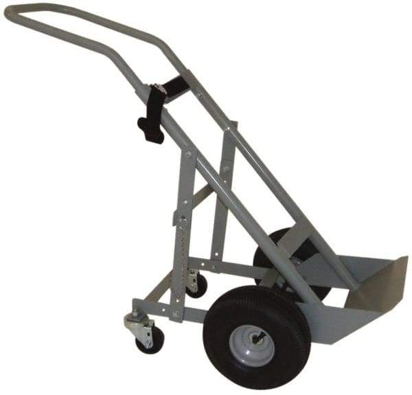 PRO-SOURCE - 500 Lb Capacity 48" OAH Cylinder Hand Truck - 7-1/2 x 14" Base Plate, Swept Back Handle, Steel, Full Pneumatic Wheels - Industrial Tool & Supply