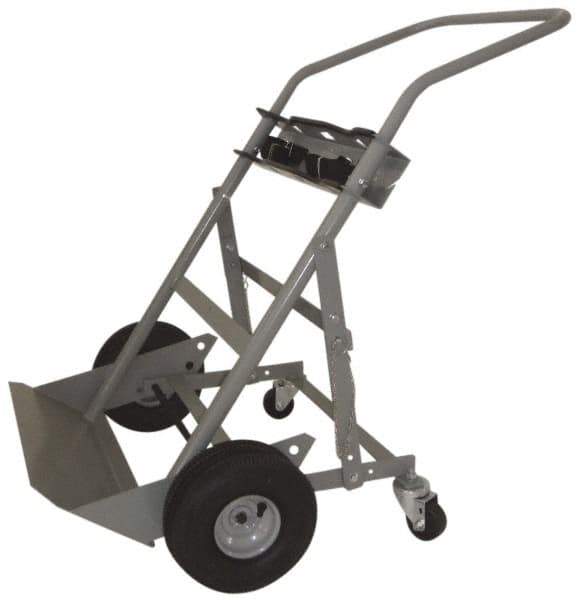 PRO-SOURCE - 500 Lb Capacity 48" OAH Cylinder Hand Truck - 7-1/2 x 14" Base Plate, Swept Back Handle, Steel, Full Pneumatic Wheels - Industrial Tool & Supply