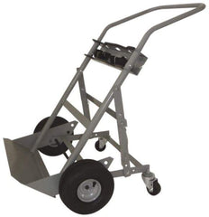 PRO-SOURCE - 500 Lb Capacity 48" OAH Cylinder Hand Truck - 7-1/2 x 14" Base Plate, Swept Back Handle, Steel, Full Pneumatic Wheels - Industrial Tool & Supply