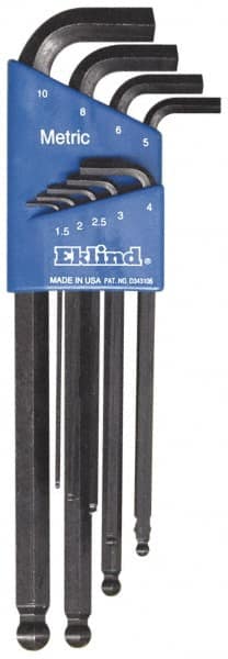 Eklind - 9 Piece L-Key Ball End Hex Key Set - Industrial Tool & Supply