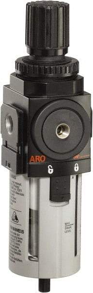 ARO/Ingersoll-Rand - 1/2" NPT Port Standard 1 Piece Filter/Regulator FRL Unit - Polycarbonate Bowl, 172 SCFM, 150 Max psi, 9.961" High x 2.756" Long, Manual Drain - Industrial Tool & Supply