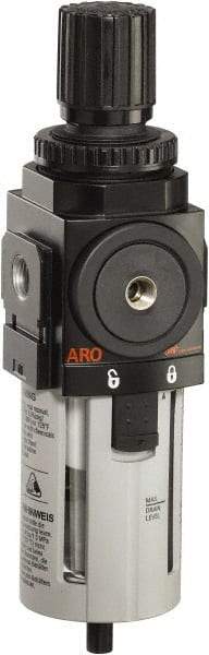 ARO/Ingersoll-Rand - 3/8" NPT Port Standard 1 Piece Filter/Regulator FRL Unit - Polycarbonate Bowl, 132 SCFM, 150 Max psi, 9.961" High x 2.756" Long, Manual Drain - Industrial Tool & Supply