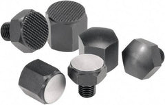 KIPP - 1.3386" OAL, 0.5906" Head Height, 1.1811" OD, Free Cutting Steel, Threaded Rest Button - Black Oxide Coating, M16 Thread - Industrial Tool & Supply