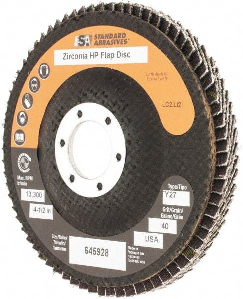 Standard Abrasives - Flap Disc - Polyester Backing, Arbor Attaching System - Industrial Tool & Supply