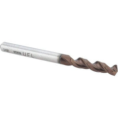 Walter-Titex - 3/16" 130° Parabolic Flute Cobalt Screw Machine Drill Bit - AlCrN Finish, Right Hand Cut, 26mm Flute Length, 62mm OAL, Conical+U Point, Straight Shank - Industrial Tool & Supply