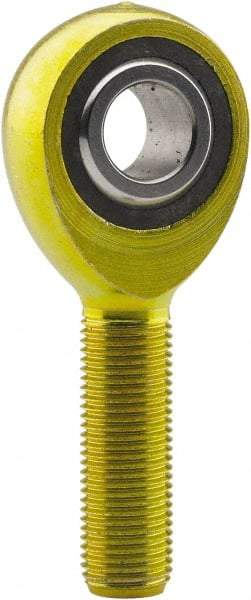 Made in USA - 1/4" ID, 3/4" Max OD, 2,168 Lb Max Static Cap, Plain Male Spherical Rod End - 1/4-28 LH, 1" Shank Length, Carbon Steel with Plastic Raceway - Industrial Tool & Supply