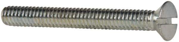 Value Collection - 1/4-20 UNC, 2-1/4" OAL Slotted Drive Machine Screw - Flat Head, Grade 2 Steel, Zinc-Plated Finish, Without Washer - Industrial Tool & Supply