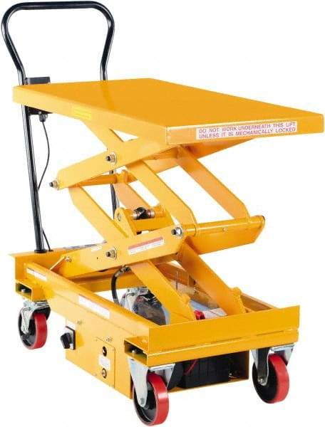 Vestil - 1,000 Lb Capacity Electric Scissor Elevating Cart - 19-1/2" to 63-3/4" Lift Height, 39-3/4" Platform Length x 20-1/2" Platform Width - Industrial Tool & Supply