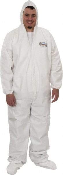 KleenGuard - Size 3XL Film Laminate Chemical Resistant Coveralls - White, Zipper Closure, Open Cuffs, Open Ankles - Industrial Tool & Supply