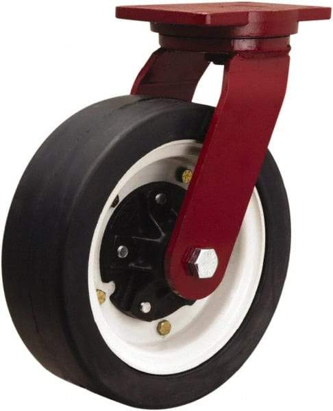 Hamilton - 12" Diam x 4" Wide, Rubber Rigid Caster - 1,200 Lb Capacity, Top Plate Mount, 6-1/8" x 7-1/2" Plate, Tapered Roller Bearing - Industrial Tool & Supply