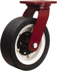 Hamilton - 12" Diam x 4" Wide, Rubber Rigid Caster - 1,200 Lb Capacity, Top Plate Mount, 6-1/8" x 7-1/2" Plate, Tapered Roller Bearing - Industrial Tool & Supply