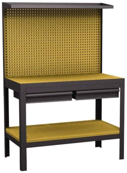 Value Collection - 42 Wide x 21-1/2" Deep x 60" High, Wood Workbench - Low Density Fiber Board Top, Fixed Legs - Industrial Tool & Supply