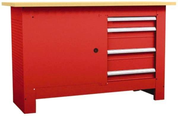Value Collection - 60 Wide x 24" Deep x 37-1/4" High, Fiberboard Workbench - Straight Edge, Fixed Legs - Industrial Tool & Supply