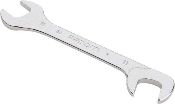 Facom - 11mm Stubby Extra Thin Open End Wrench - 3-15/16" OAL, Double End, Satin Finish, 15° & 75° Head Angle - Industrial Tool & Supply