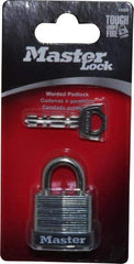 Master Lock - 1/2" Shackle Clearance, Keyed Different Warded Cylinder Padlock - 3/16" Shackle Diam, Steel - Industrial Tool & Supply