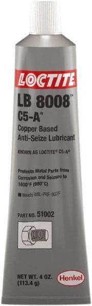 Loctite - 4 oz Tube Anti-Seize Lubricant - Copper, 1,800°F, Copper - Industrial Tool & Supply