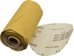 Norton - 5" Diam, 400 Grit Aluminum Oxide Adhesive PSA Disc - Super Fine Grade, Gold, C Weighted Backing, Flexible - Industrial Tool & Supply