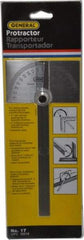 General - 6 Inch Long Blade, 180° Max Measurement, 1° Dial Graduation, Rectangular Head Protractor - Accuracy Up to 1°, 0 to 180 Dial Range - Industrial Tool & Supply