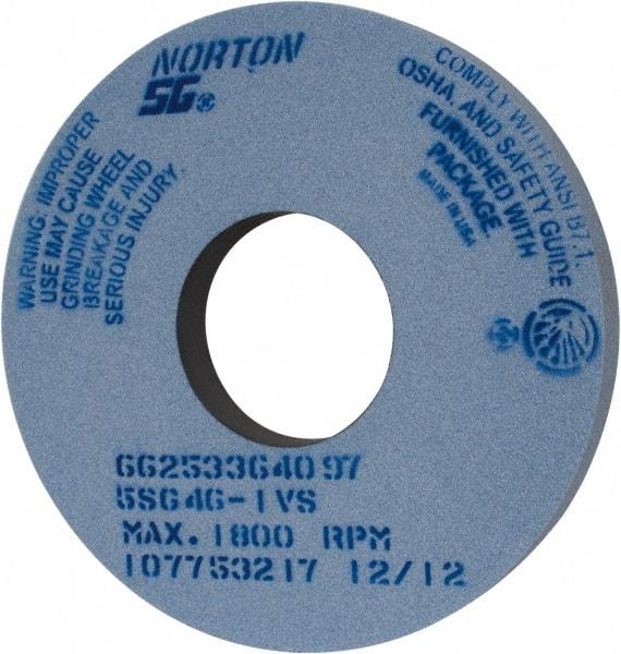 Norton - 14" Diam x 5" Hole x 1-1/2" Thick, I Hardness, 46 Grit Surface Grinding Wheel - Ceramic, Type 1, Coarse Grade, 1,800 Max RPM, Vitrified Bond, No Recess - Industrial Tool & Supply