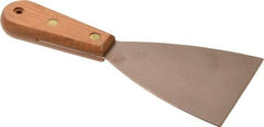 Ampco - 3-1/2" Wide Nickel Copper Putty Knife - Stiff, Wood Handle, 8-1/2" OAL - Industrial Tool & Supply