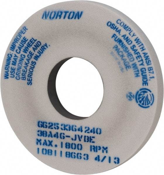 Norton - 14" Diam x 5" Hole x 1-1/2" Thick, J Hardness, 46 Grit Surface Grinding Wheel - Aluminum Oxide, Type 1, Coarse Grade, 1,800 Max RPM, Vitrified Bond, No Recess - Industrial Tool & Supply