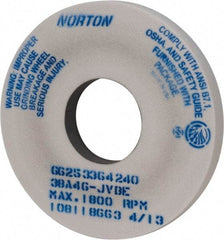Norton - 14" Diam x 5" Hole x 1-1/2" Thick, J Hardness, 46 Grit Surface Grinding Wheel - Aluminum Oxide, Type 1, Coarse Grade, 1,800 Max RPM, Vitrified Bond, No Recess - Industrial Tool & Supply