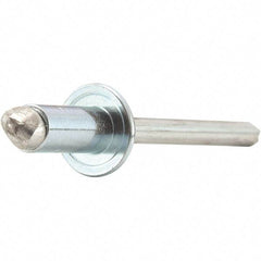 STANLEY Engineered Fastening - Size 4 Dome Head Stainless Steel Open End Blind Rivet - Steel Mandrel, 0.126" to 0.187" Grip, 1/8" Head Diam, 0.129" to 0.133" Hole Diam, 0.077" Body Diam - Industrial Tool & Supply