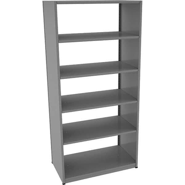 Tennsco - 6 Shelf Starter Open Steel Shelving - 42" Wide x 88" High x 24" Deep, Medium Gray - Industrial Tool & Supply