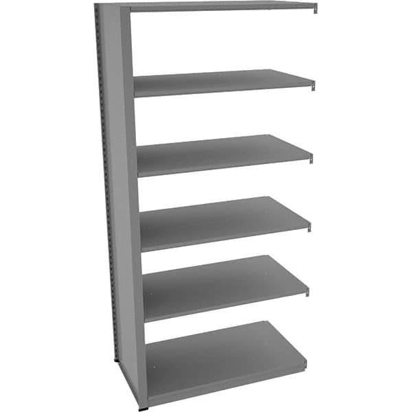 Tennsco - 6 Shelf Add-On Open Steel Shelving - 42" Wide x 88" High x 24" Deep, Medium Gray - Industrial Tool & Supply