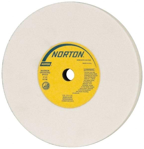 Norton - 6" Diam x 1/2" Hole x 1/2" Thick, K Hardness, 80 Grit Surface Grinding Wheel - Aluminum Oxide, Type 1, Medium Grade, 4,140 Max RPM, Vitrified Bond, No Recess - Industrial Tool & Supply