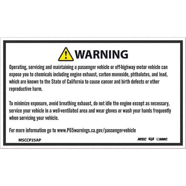 NMC - Safety & Facility Labels Message Type: Hazardous Materials Header: WARNING - Industrial Tool & Supply