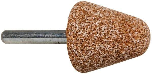 Norton - 1-1/4" Head Diam x 1-1/4" Thickness, A4, Tree End, Aluminum Oxide Mounted Point - Brown, Coarse Grade - Industrial Tool & Supply