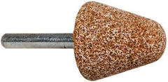 Norton - 1-1/4" Head Diam x 1-1/4" Thickness, A4, Tree End, Aluminum Oxide Mounted Point - Brown, Coarse Grade - Industrial Tool & Supply