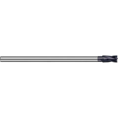 Square End Mill: 1/4'' Dia, 3/4'' LOC, 3/16'' Shank Dia, 3'' OAL, 4 Flutes, Solid Carbide Single End, AlTiN Finish, 30 ° Helix, Centercutting, RH Cut, RH Flute