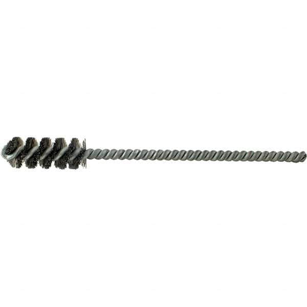 Brush Research Mfg. - 5/8" Diam Helical Steel Tube Brush - Single Spiral, 0.006" Filament Diam, 1-1/2" Brush Length, 6" OAL, 0.22" Diam Galvanized Steel Shank - Industrial Tool & Supply