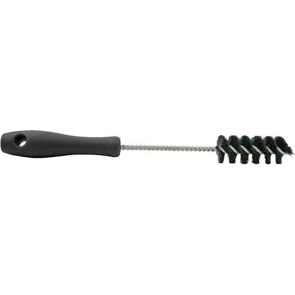 Brush Research Mfg. - 0.45" Diam Helical Nylon Tube Brush - Single Spiral, 0.005" Filament Diam, 2-1/2" Brush Length, 10-1/2" OAL, 0.168" Diam Plastic Handle Shank - Industrial Tool & Supply
