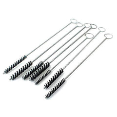 Brush Research Mfg. - 7/16" Diam Helical Nylon Tube Brush - Single Spiral, 0.014" Filament Diam, 2-1/2" Brush Length, 12" OAL, 0.168" Diam Galvanized Steel Shank - Industrial Tool & Supply