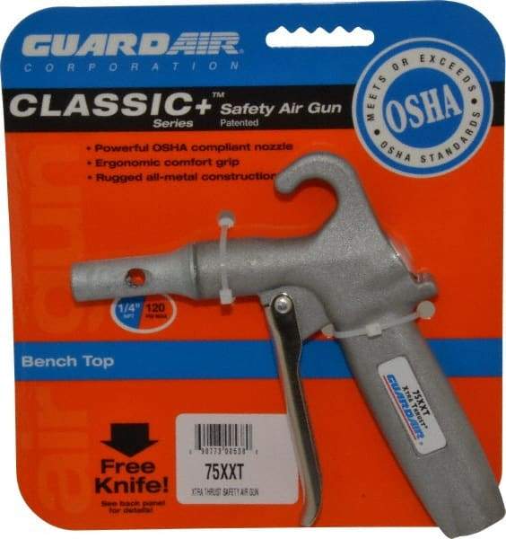 Guardair - 120 Max psi Maximum Power Venturi Nozzle Pistol Grip Blow Gun - 1/4 NPT, 2" Tube Length, Aluminum - Industrial Tool & Supply